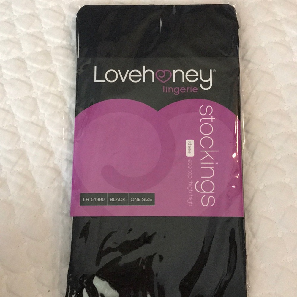 NWT Lovehoney sheer lace top thigh high